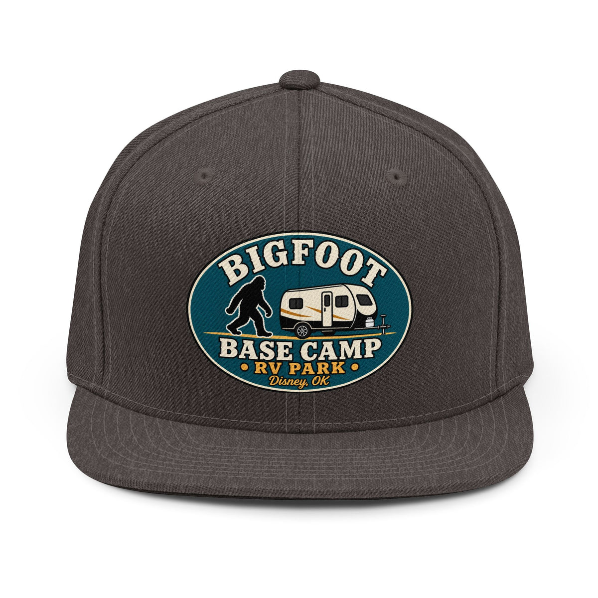 Bigfoot Base Camp RV Park Snapback Hat | Sasquatch Camping Patch