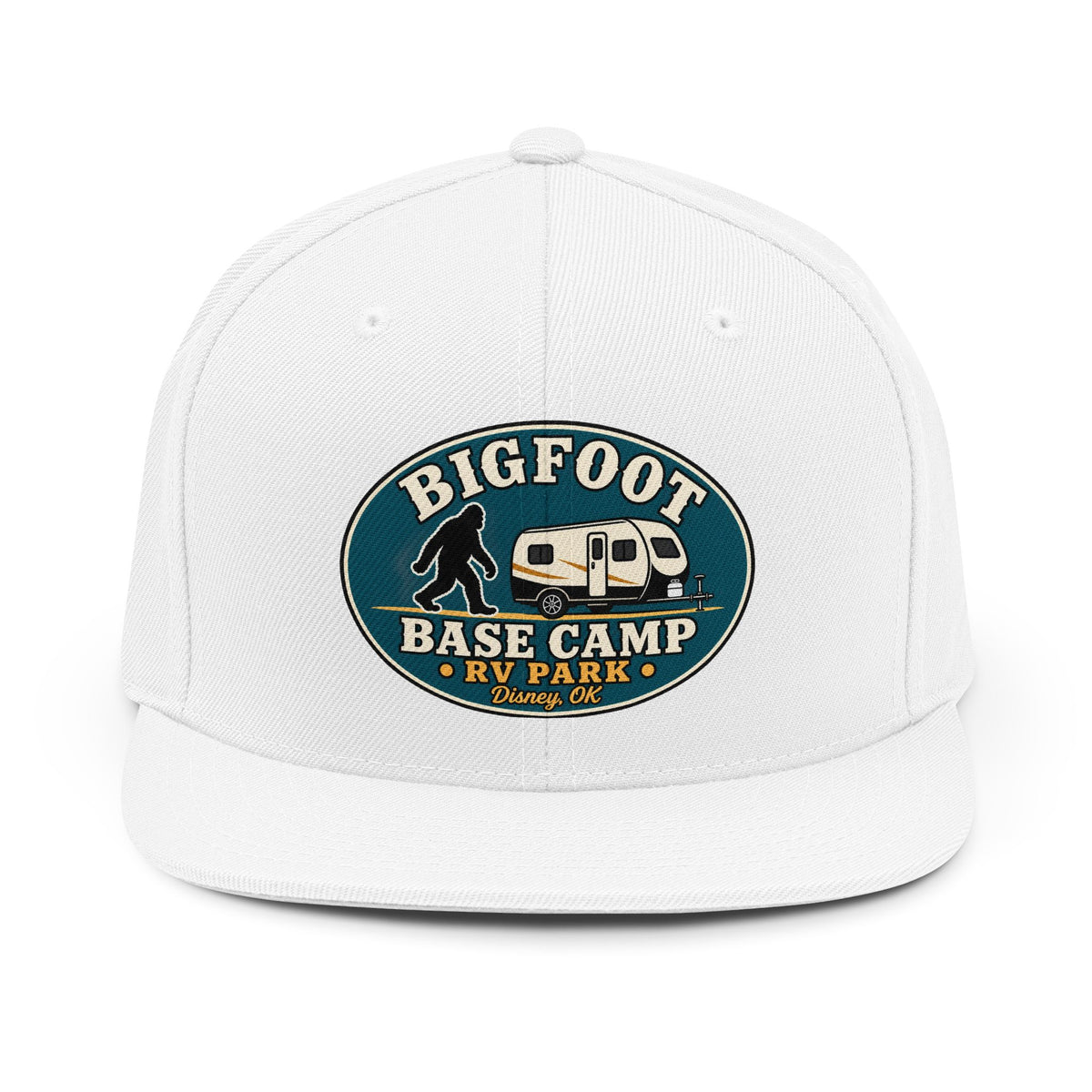 Bigfoot Base Camp RV Park Snapback Hat | Sasquatch Camping Patch
