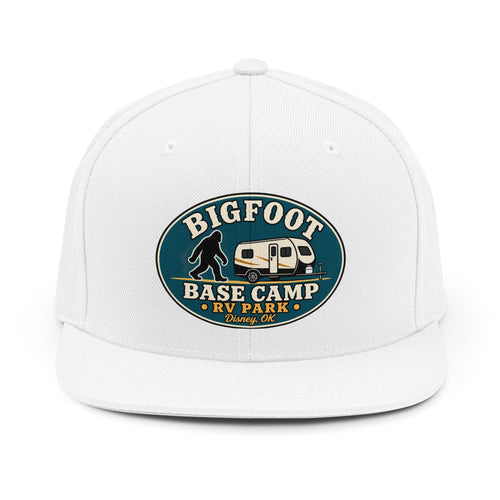 Bigfoot Base Camp RV Park Snapback Hat | Sasquatch Camping Patch